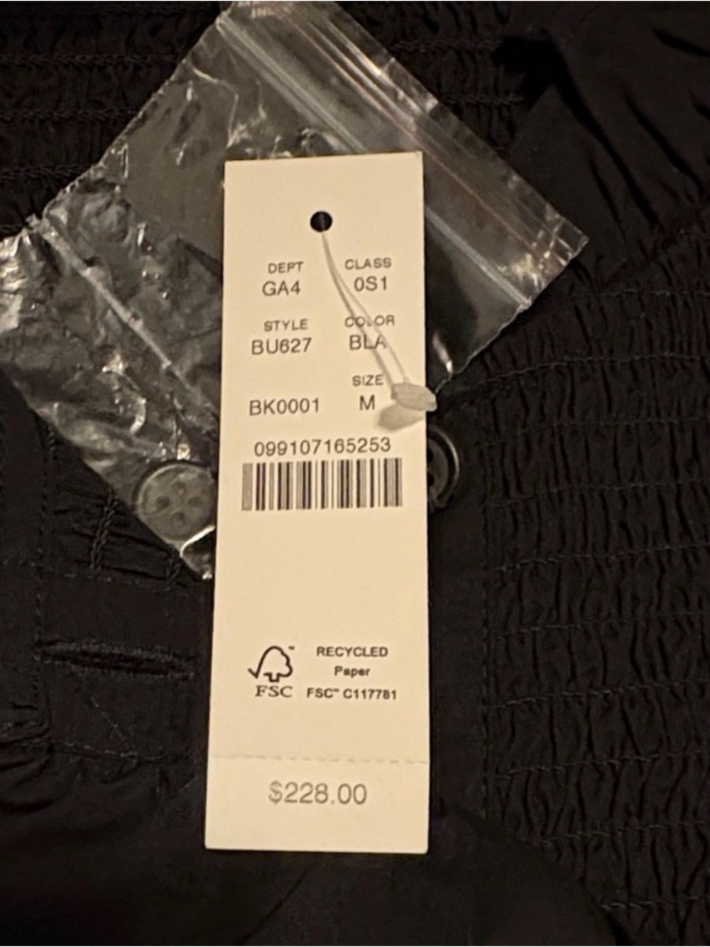 J. Crew Black Smocked Button-Front Long-Sleeve Dress with Ruffle Trim - Picture 4 of 5